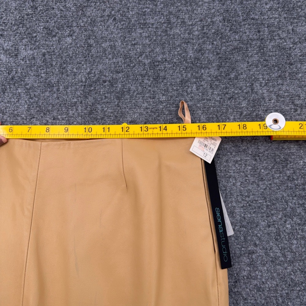 Siena Studio Women Camel Leather Pants Straight Leg High Rise Size 12 NWT - Picture 7 of 10